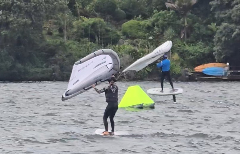 On the water in New Zealand with a Sentenal course mark