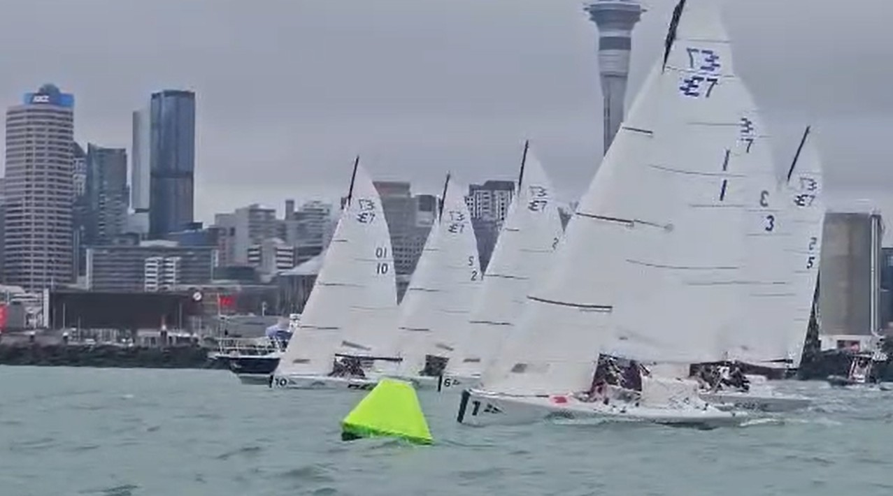 A Sentenal course mark on the water during a yacht race